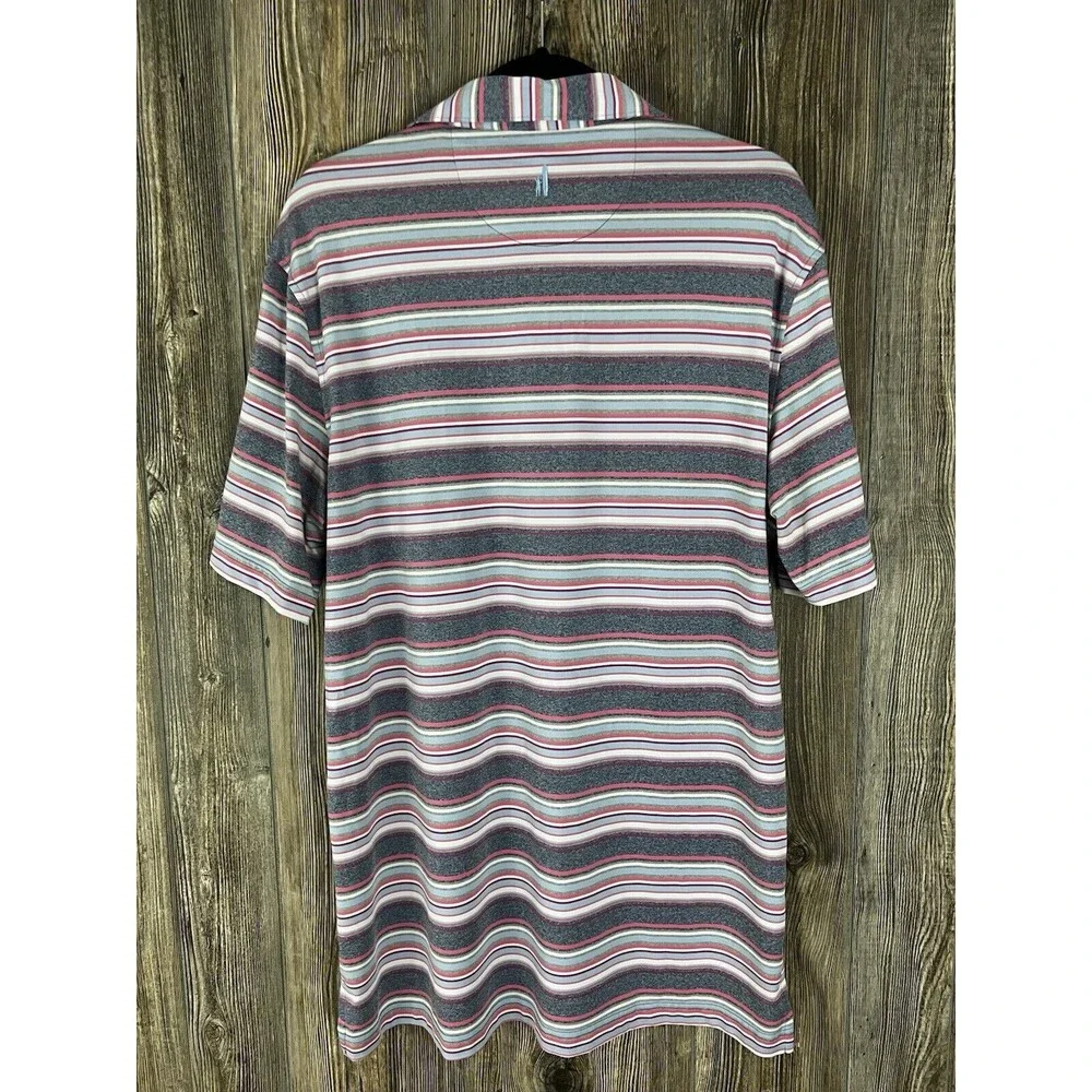 Johnnie-O Golf Polo Shirt Mens L Multicolor Striped Stretch Performance‎ Casual